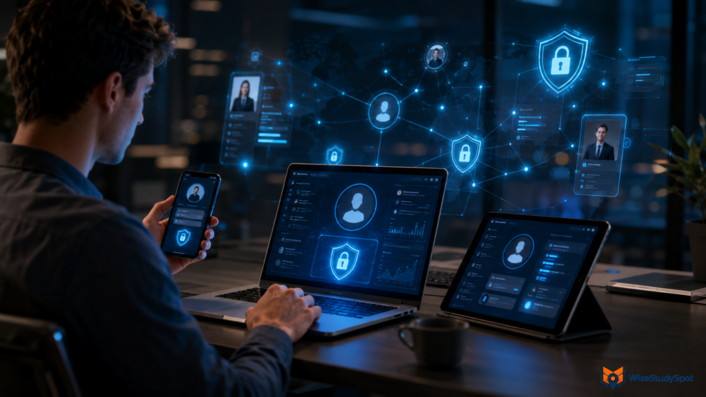 Digital identity concept showing online profiles